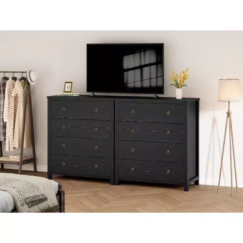 Commode 4 tiroirs style Ferme 37, armoire de rangement haute en bois pour chambre de bébé et chambre à coucher, meuble TV polyvalent pour salon ou entrée