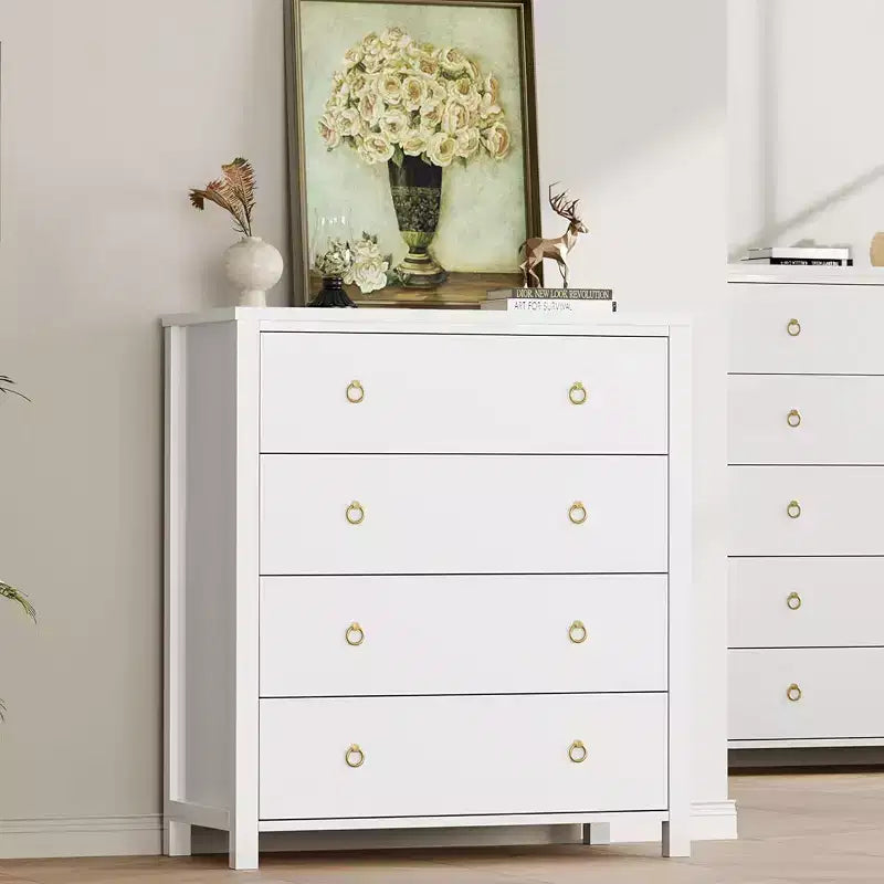 Commode 4 tiroirs style Ferme 37, armoire de rangement haute en bois pour chambre de bébé et chambre à coucher, meuble TV polyvalent pour salon ou entrée