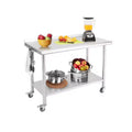 Stainless Steel Table, Heavy-Duty Metal Commercial Prep Table with Open Storage Racks for Restaurant Kitchens, Home, Hotels, Food Preparation