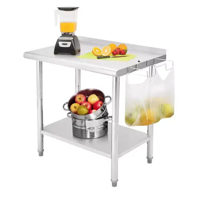 Table en acier inoxydable, table de préparation commerciale en métal robuste avec étagères ouvertes pour cuisines de restaurant, maison, hôtels, préparation des aliments