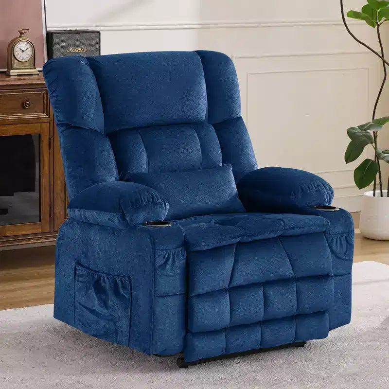 Fauteuil inclinable électrique en tissu avec massage et port USB