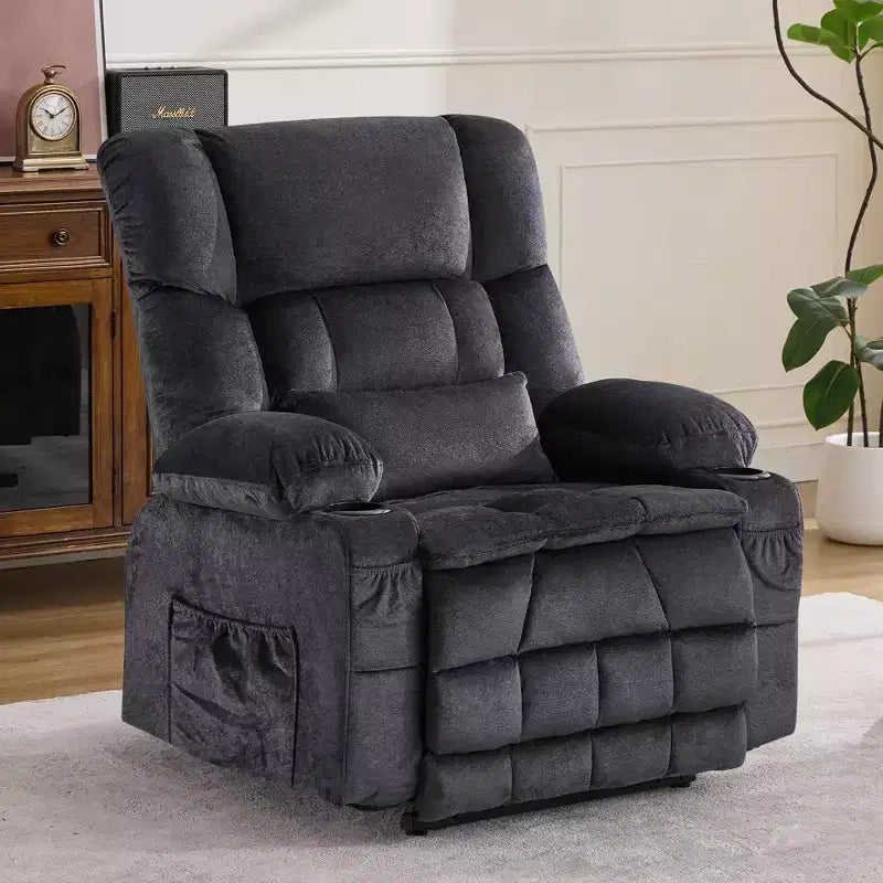 Fauteuil inclinable électrique en tissu avec massage et port USB