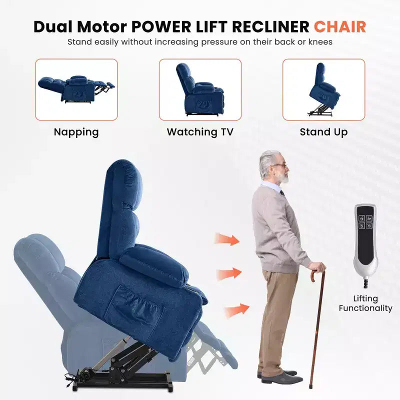 Fauteuil inclinable électrique en tissu avec massage et port USB