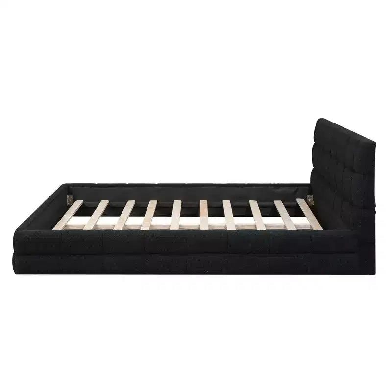 Cadre de lit plateforme rembourré Queen Size, lit bas rembourré en molleton berbère avec tête de lit capitonnée