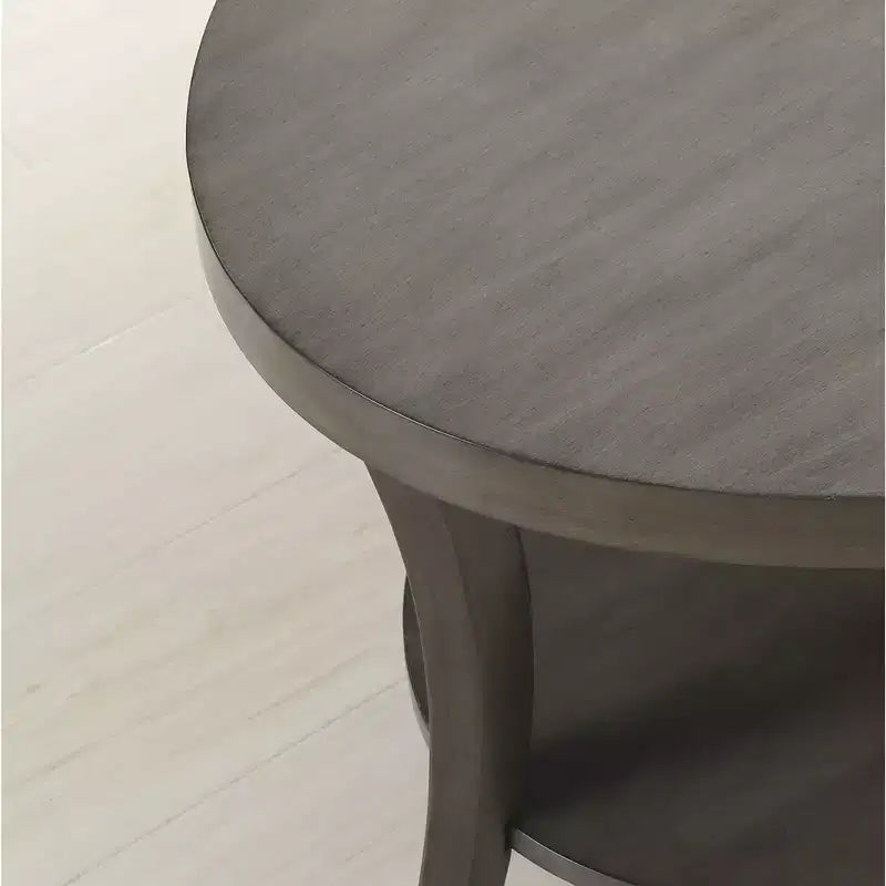 Élégante table d'appoint ronde avec pieds arqués, table d'appoint avec étagère de rangement et plateau épais, petite table pour salon, chambre à coucher