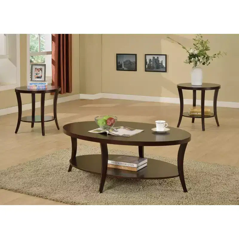 Élégante table d'appoint ronde avec pieds arqués, table d'appoint avec étagère de rangement et plateau épais, petite table pour salon, chambre à coucher