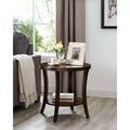 Élégante table d'appoint ronde avec pieds arqués, table d'appoint avec étagère de rangement et plateau épais, petite table pour salon, chambre à coucher