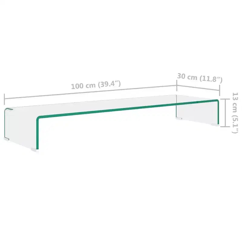 Meuble TV en verre trempé – Rehausseur d'écran moderne pour appareils multimédia, Console TV épurée avec rangement, Transparent
