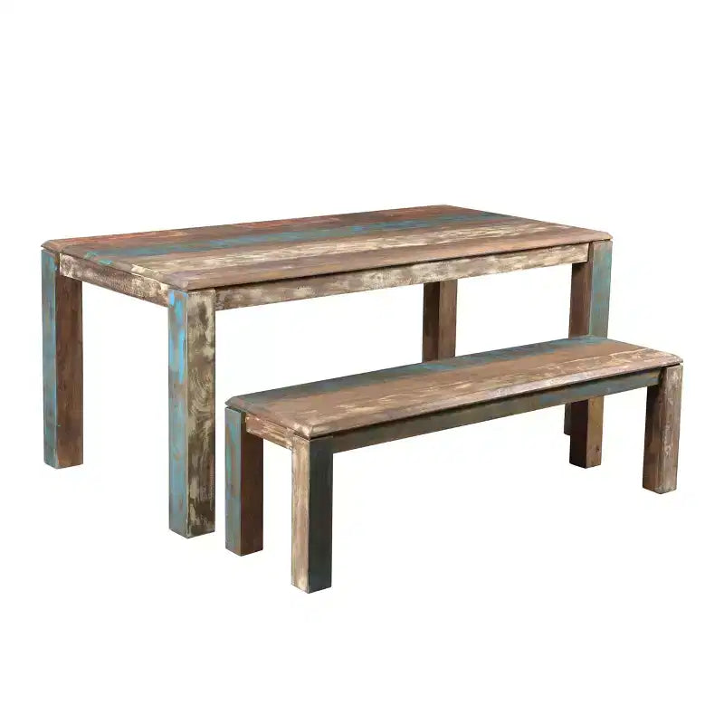 Table à manger en vieux bois de récupération de 152 cm