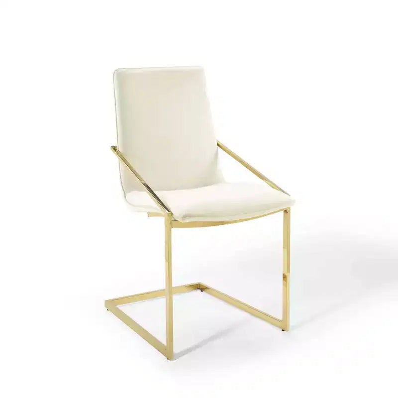 Fauteuil de salle à manger en velours Or/Ivoire