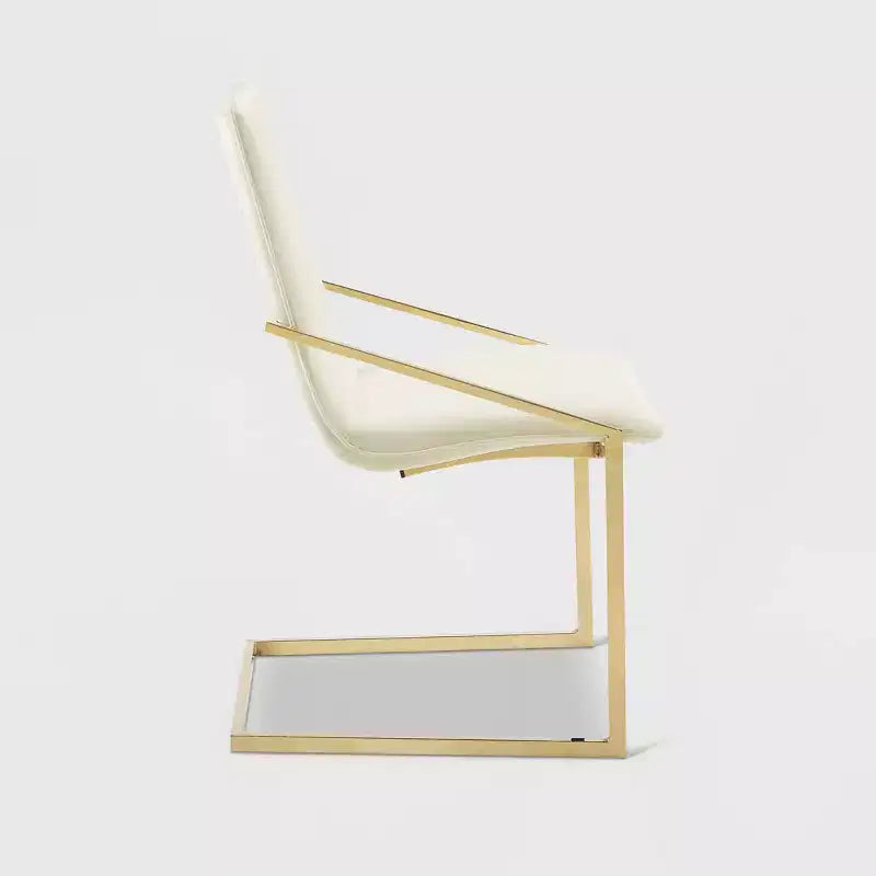 Fauteuil de salle à manger en velours Or/Ivoire