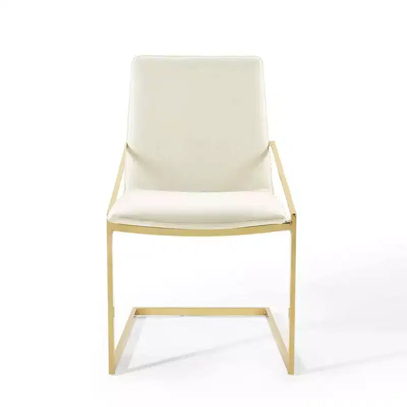 Fauteuil de salle à manger en velours Or/Ivoire