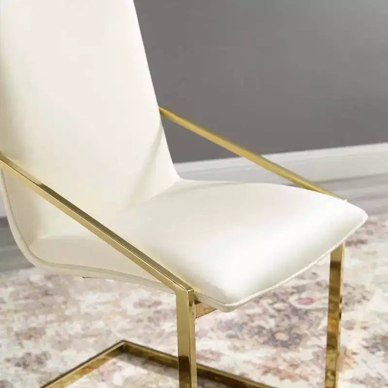 Fauteuil de salle à manger en velours Or/Ivoire