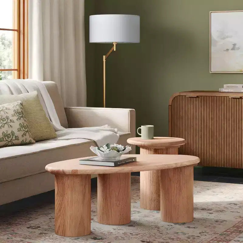 Table basse organique 15,98" en bois naturel