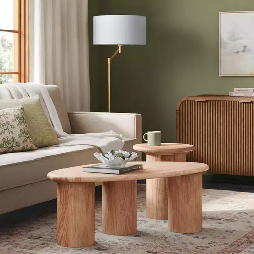 Table basse organique 15,98" en bois naturel