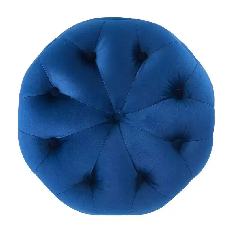 Pouf rond capitonné en velours performant