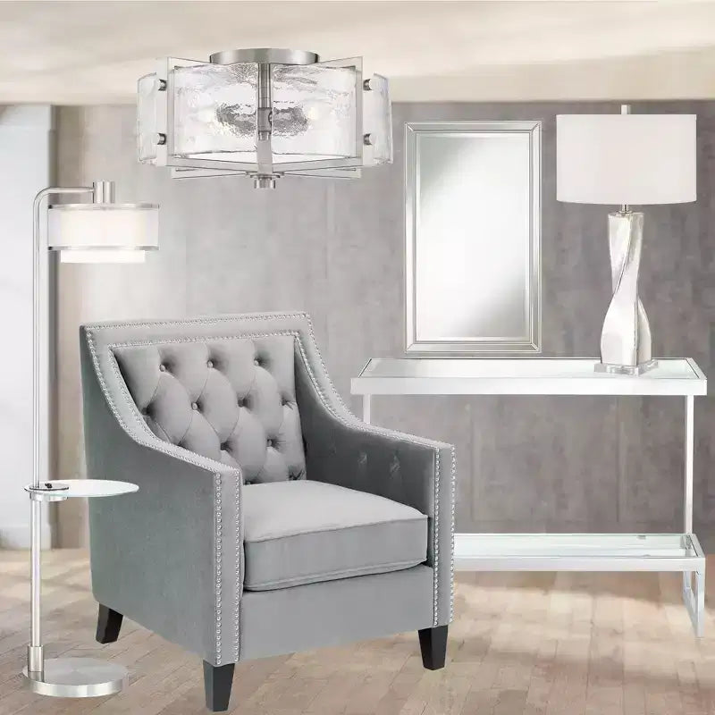 Miroir mural rectangulaire Helena, cadre biseauté argenté moderne, 25 po de largeur, pour salle de bain, chambre à coucher, salon, bureau à domicile, entrée