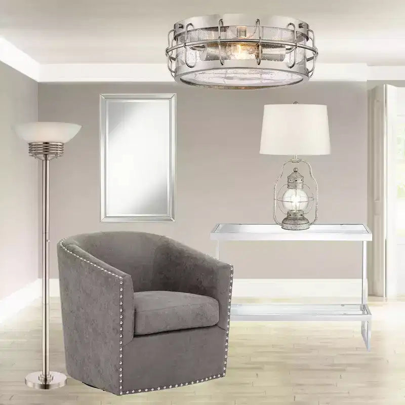 Miroir mural rectangulaire Helena, cadre biseauté argenté moderne, 25 po de largeur, pour salle de bain, chambre à coucher, salon, bureau à domicile, entrée
