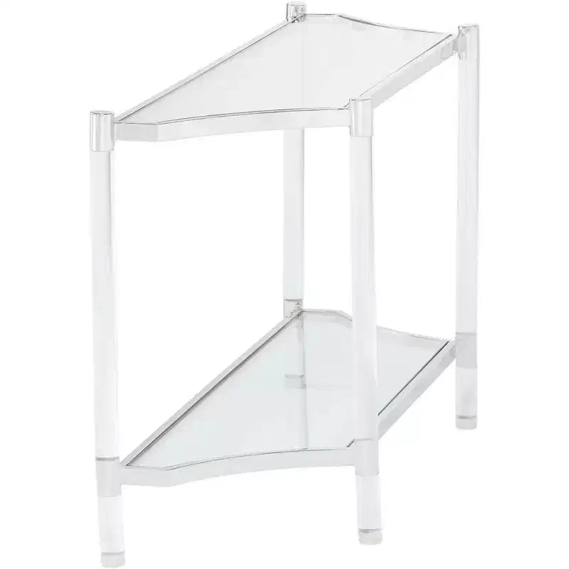 Table console rectangulaire en acrylique moderne 48 x 16 avec étagère, pieds fins transparents pour salon, chambre à coucher, chevet, entrée, maison