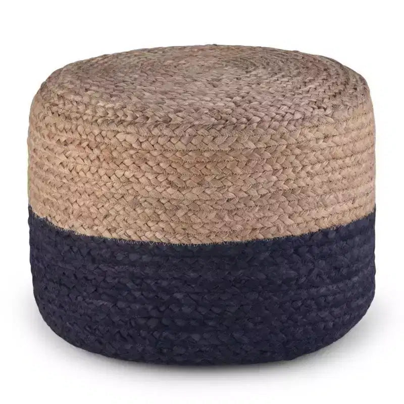 Pouf rond contemporain Rose/Naturel